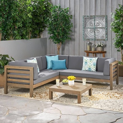 Wooden patio sofa outlet set