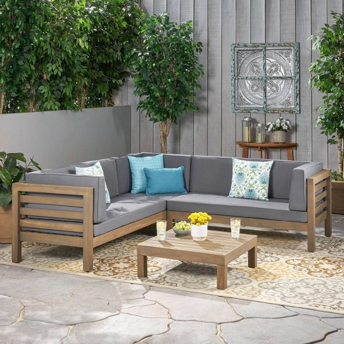 Grey wood best sale patio table