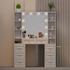 FONTOI 44"W Makeup Vanity Desk with Mirror and Lights 7 Drawers and Open Storage Shelves for Bedroom Dressing Room, White, 44.09"*15.75"*57.09" - 3 of 4