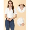 Allegra K Women's V Neck Pleated Short Sleeve V Neck Button Down Shirts - 2 of 4