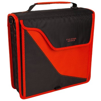 Condition photo showing New/Like New for five star 3" sewn zipper binder black and red