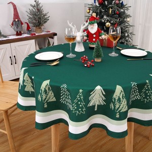 Christmas Tablecloth Xmas Table Cloth with Snowflake/Pine Tree Decorations Washable Decorative Table Cover for Dining Party & Holidays - 1 of 4