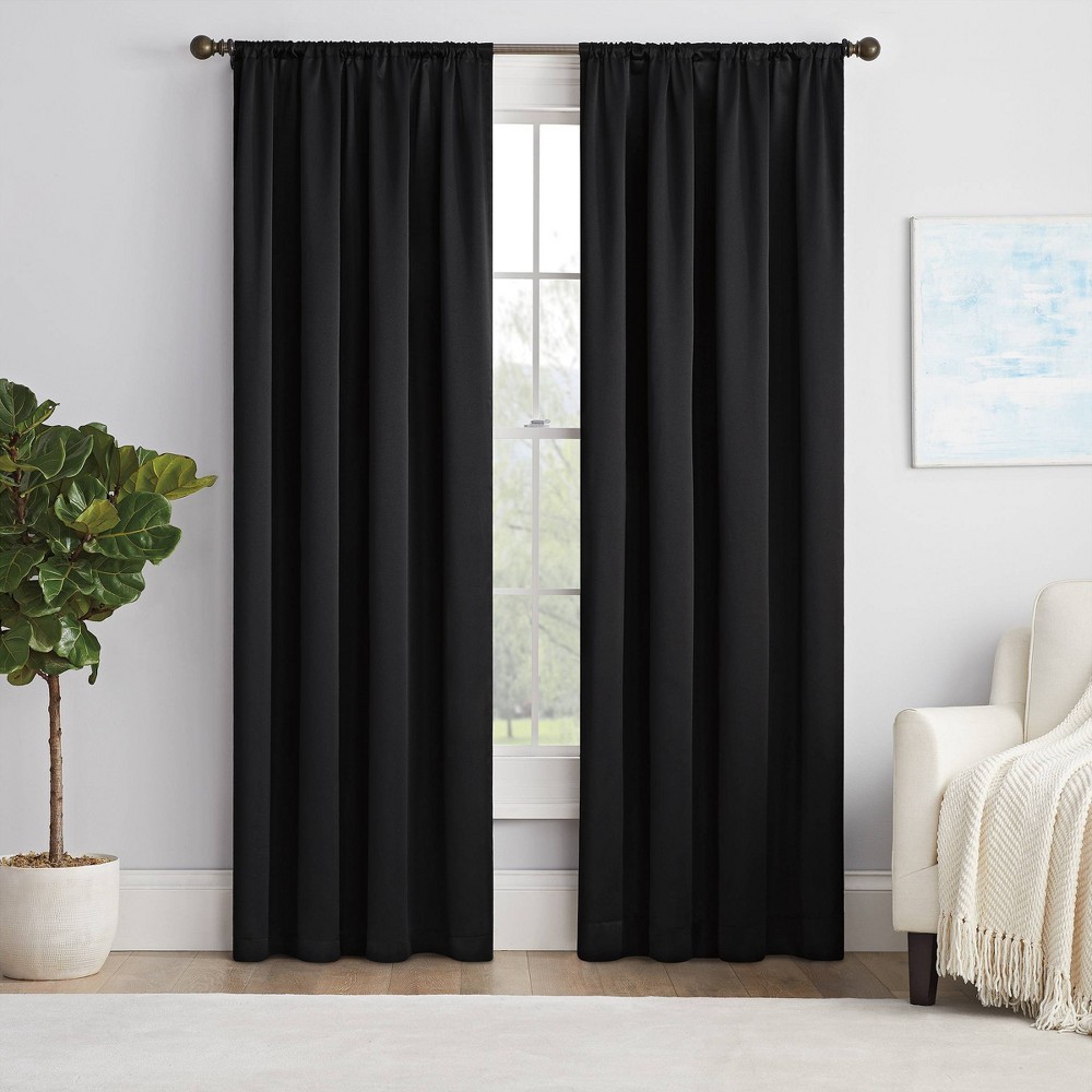 Photos - Curtains & Drapes Eclipse 54"x54" Solid Thermapanel Room Darkening Curtain Panel Black  