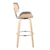 30" Mid-Century Modern Fixed-Height Swivel Barstool with Light Faux Leather and Natural Wood, Set of 2 - 3 of 4