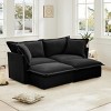 Slipcovered Sectional Sofa, 2 Seater Sofa with Removable Cover, Sofa with Convertible Ottoman, Chenille Fabric Sectional Sofas-Cuddlewood - 2 of 4