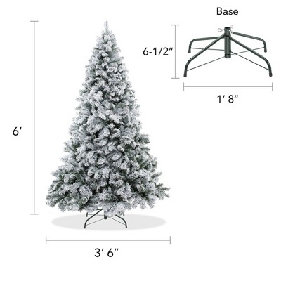 6ft Snow-Flocked Pine Artificial Christmas Tree with Metal Stand