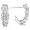 Pompeii3 1/2ct Vintage Pave Huggie Hoops Earrings 14K White Gold - 2 of 4