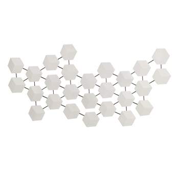 SAGEBROOK HOME 44" Staggered Hexagons Metal Wall Decor White/Black
