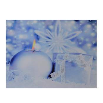 Northlight LED Lighted Candle and Gift Wintry Scene Christmas Canvas Wall Art 12" x 15.75"