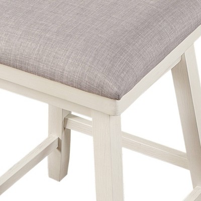 24" Cream Wood Swivel Counter Stool with Gray Cushion