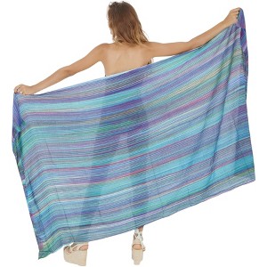 LA LEELA Women's Coverups Bikini Sarong Wraps One Size Multicolor Tie Dye - 1 of 4