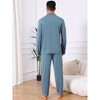 INSPIRE CHIC Men's 2 Pieces Long Sleeve Solid Color Button Down Casual Pajamas Set - 3 of 4