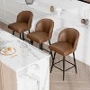 Brown PU Leather Bar Height Bar Stool, Set of 2, 360° Swivel Upholstered Bar Stool - 4 of 4