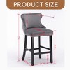Leovsnove Counter Height Bar Stools Set of 2, 27" Velvet Bar Stools with Button Back and Nailhead Trim, Upholstered Bar Stool with Wooden Legs - 4 of 4