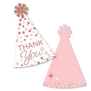 Big Dot of Happiness Pink Rose Gold Birthday - Shaped Thank You Cards - Happy Birthday Party Thank You Note Cards with Envelopes - Set of 12 - 1 of 4