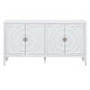Hostack Retro Sideboard with Circular Groove Design, Round Metal Door Handle for Entrance, Dinning and Living Room, White - 2 of 4