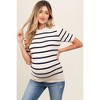 PinkBlush Navy Blue Striped Knit Maternity Short Sleeve Top - 2 of 4