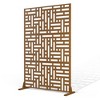 TOAOTBNBO Metal Privacy Screen with Stand, Decorative Privacy Fence Panels with Geometric Pattern, Outdoor Privacy Screen for Garden, Brown - 2 of 4