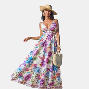 Women's Vibrant Floral Print Maxi Dress for Beach Getaways - Cupshe - 1 of 4