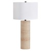 Hudson and Canal 29" Tall Natural Travertine Stone Table Lamp with Fabric Shade - 2 of 4