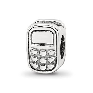 Black Bow Jewelry Sterling Silver Cell Phone Bead Charm - 1 of 4