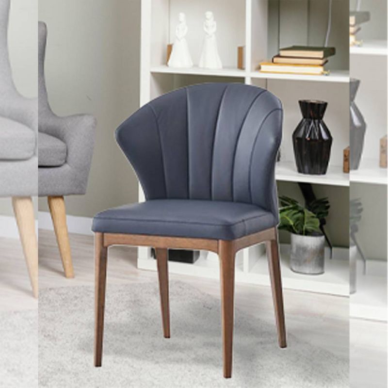 22&#34; Seraphyne Dining Chair Slate Leather and Walnut Finish - Acme Furniture, 1 of 10