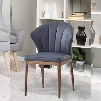 22" Seraphyne Dining Chair Slate Leather and Walnut Finish - Acme Furniture