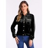Allegra K Women's Velvet Button Up Long Sleeve Crop Jacket - 4 of 4