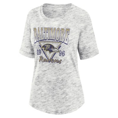 NFL Baltimore Ravens Women's Oatmeal Heather Rolled Sleeve T-Shirt - L