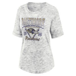 NFL Baltimore Ravens Women's Oatmeal Heather Rolled Sleeve T