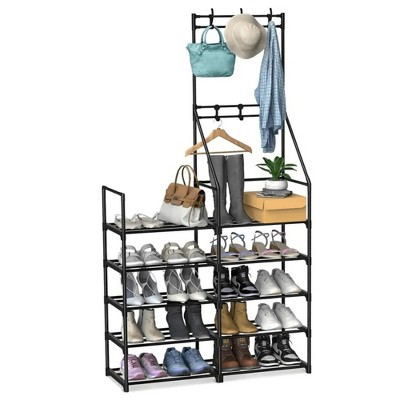 MaseiKar 5-Tier Shoe Rack Shoe Storage Organizer, Freestanding Coat and Shoe Rack, 25-30 Pairs Shoe Shelf for Entryway Closet
