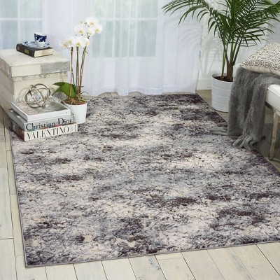 Ivory and Slate Rectangular Synthetic Area Rug 5'3" x 7'3"