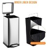8 Gallon Trash Can, Square Stainless Steel Foot Pedal Garbage Can with Soft-Close Lid & Removable Inner Bucket for Kitchen Bathroom - 2 of 4
