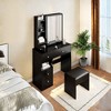NicBex Vanity Desk with Mirror Small Vanity with Sliding Mirror, Compact Makeup Table with Cushioned Stool, Multi Layer High Capacity Storage - 2 of 4