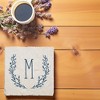 Personalization Mall Farmhouse Floral Personalized Letter Tumbled Stone Coaster Set - 2 of 4