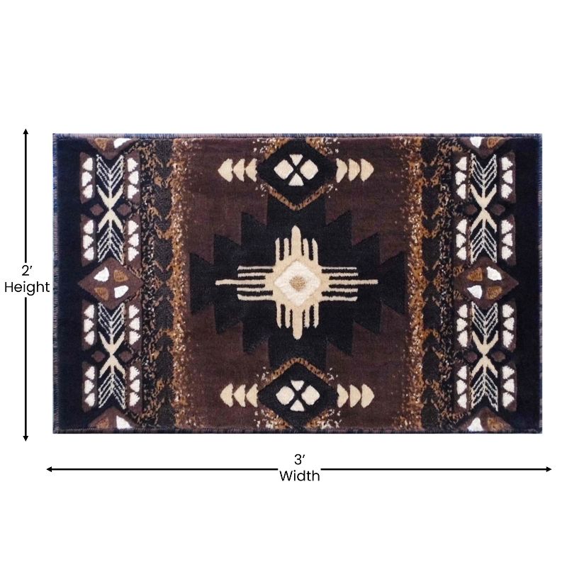Emma and Oliver Olefin Accent Rug with Complementary Southwestern Pattern and Jute Backing, 4 of 7