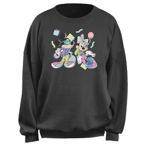 Junior's Mickey & Friends Retro 80s Minnie and Mickey Sweatshirt - 1 of 2