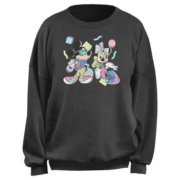 Junior's Mickey & Friends Retro 80s Minnie and Mickey Sweatshirt