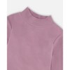 Deux par Deux Girl Super Soft Ribbed Mock Neck Top Purple Gray - 3 of 4