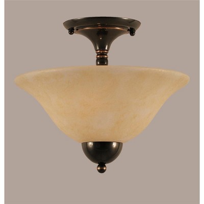 Toltec Lighting Any 2 - Light Flush Mount in  Black Copper with 12" Amber Marble Shade