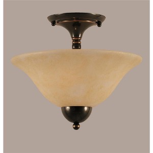 Toltec Lighting Any 2 - Light Flush Mount in  Black Copper with 12" Amber Marble Shade - 1 of 1