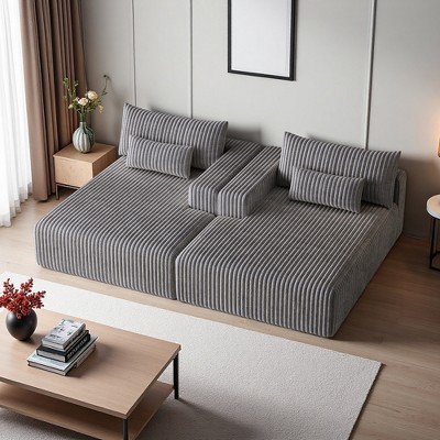 102" Corduroy Oversized Cloud Sectional Lounge Chaise