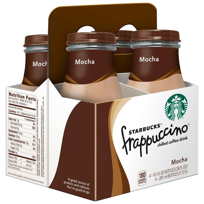 Starbucks Frappuccino Mocha Coffee Drink - 4pk/9.5 fl oz Glass Bottles, 1 of 5
