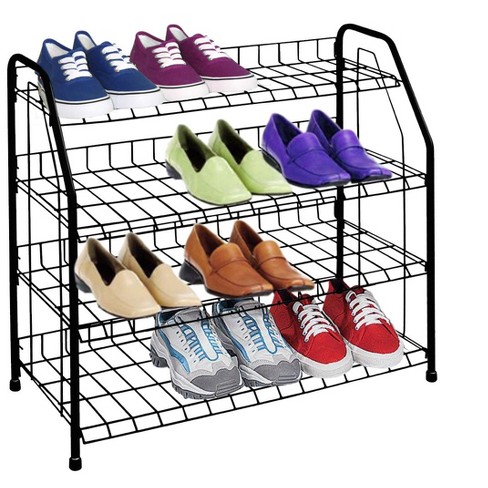 Black 4-Tier Wire Shoe Rack