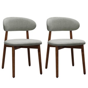 TOBILI Laurel Green Flannelette Upholstered Dining Chair with Walnut Solid Wood Legs,Armless Chair Set of 2 for Kitchen,Restaurant,Living - 1 of 4