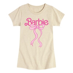 Girls' - Barbie - Barbie Logo Bow Fitted Short Sleeve Graphic T-Shirt - 1 of 3