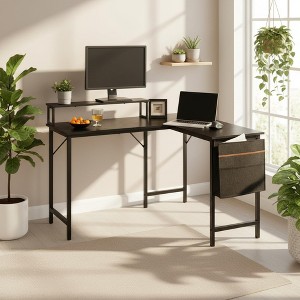 FurnitureR L Shaped Computer Desk Reversible with LED Lights, 48.8" Writing Gaming Table with Shelf, Home Office Desk Corner Desk with Storage Bag - 1 of 4
