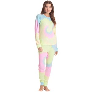 Just Love Women's Tie Dye Two Piece Thermal Pajama Set - Waffle PJ Set - 1 of 3