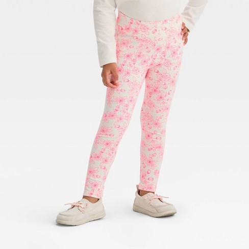 Toddler Girls' Valentine's Day Floral Fashion Leggings - Cat & Jack™ Cream  3T