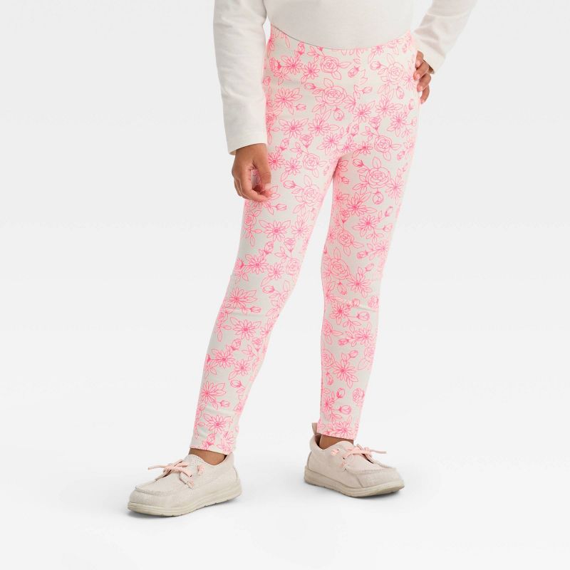 Toddler Girls' Valentine's Day Floral Fashion Leggings - Cat & Jack™ Cream, 1 of 5